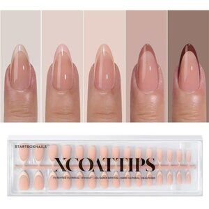 BTArtboxnails XCOATTIPS Press on Nails - French Tip Nails Medium Almond Shaped